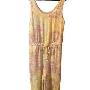 Anthropologie Maronie Yellow and Pink Tie-Dye Jumpsuit NWOT